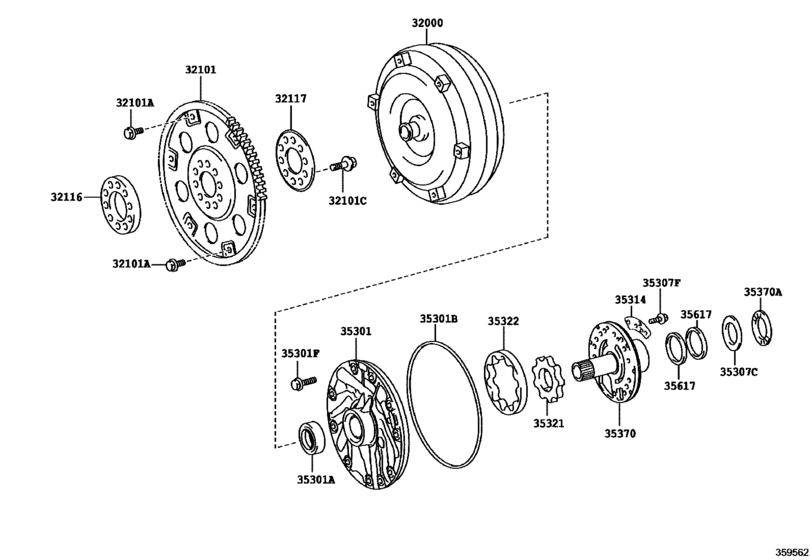 Torque Converter, Front Oil Pump & Chain (Atm)