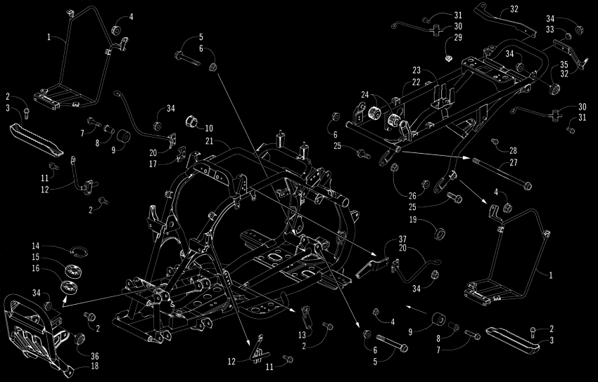 Frame and related parts assembly