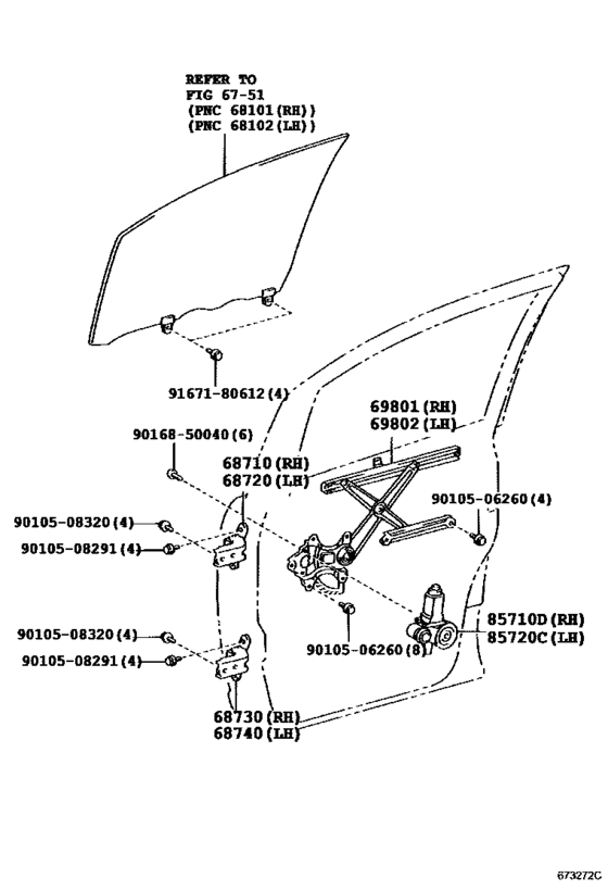Front Door Window Regulator & Hinge