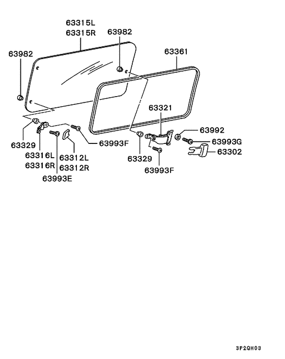 Qtr window glass & moulding