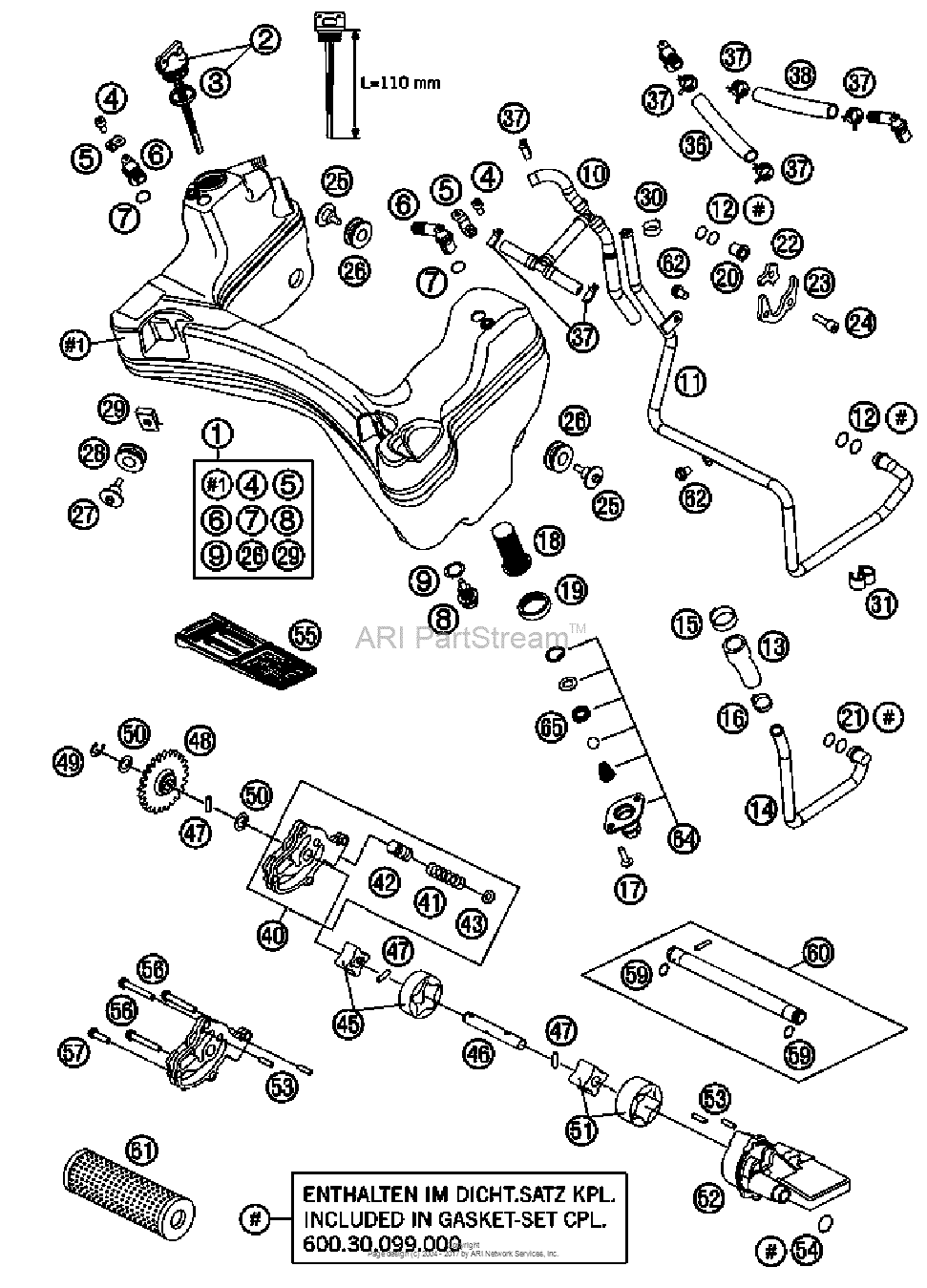 Lubricating System для KTM 990, год: 2011. OEM запчасти - Мегазип (регион  продаж - US/EU, ,18109544-940841)