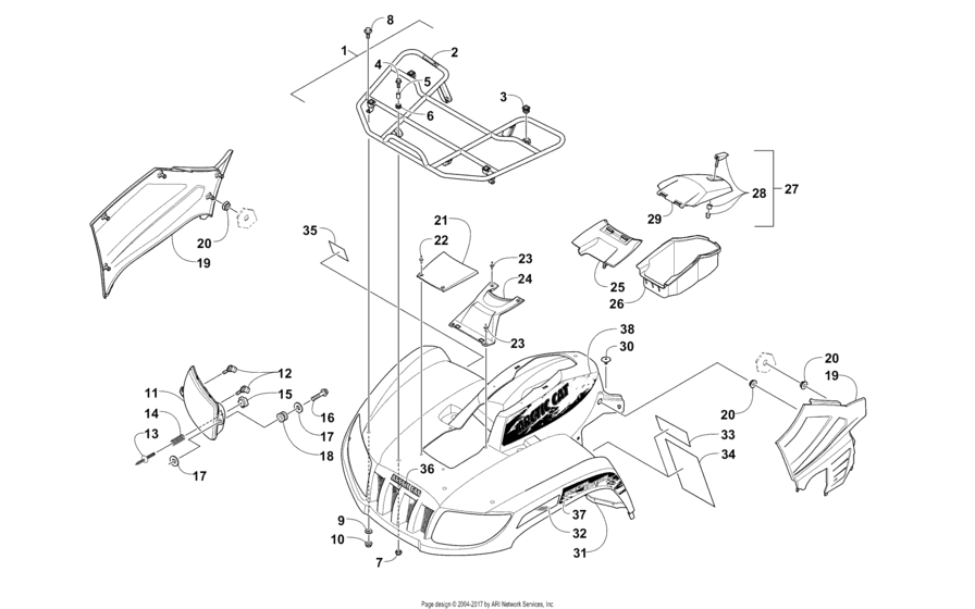 Front Rack, Body Panel, And Headlight Assemblies (Black)