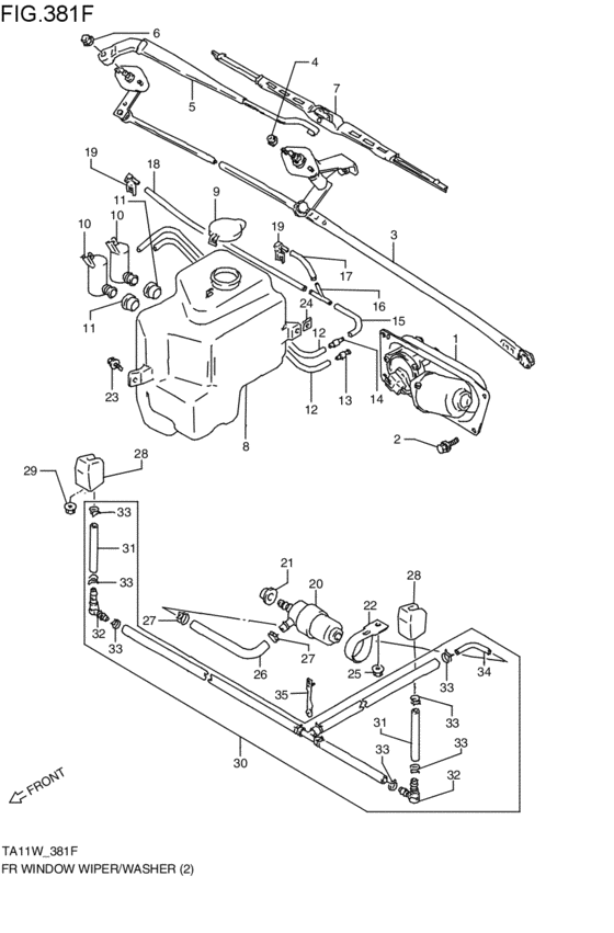 front wind windshield wiper / washer