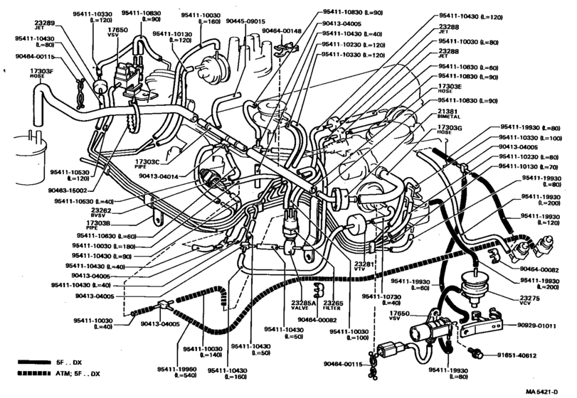 Vacuum Piping for 1981 - 1983 Toyota COROLLA KE70 | Japan sales region ...