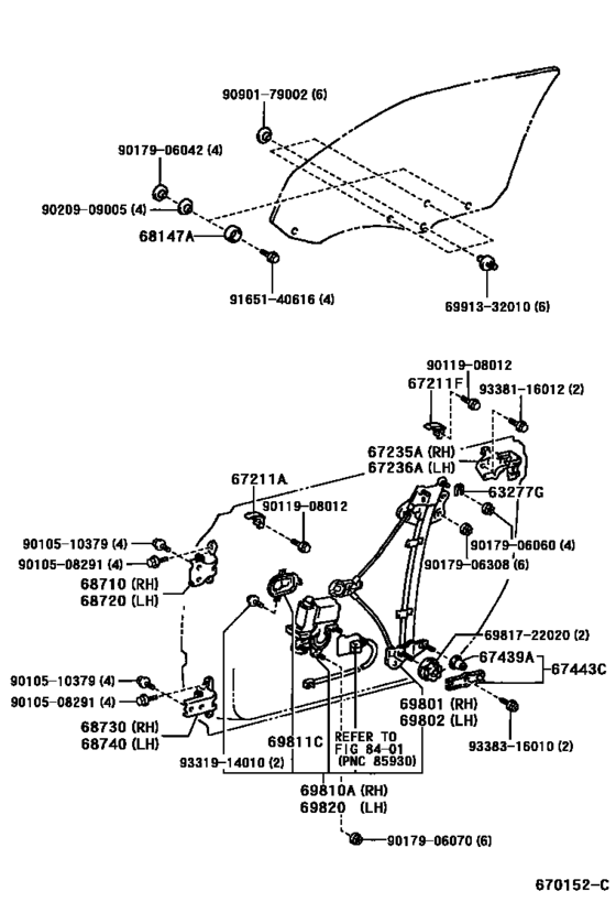 Front Door Window Regulator & Hinge