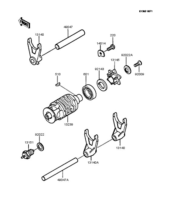 Gear change drum & forks