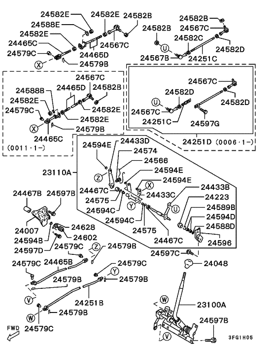 M/t floor shift linkage