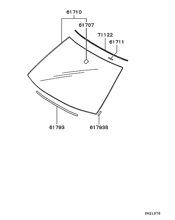 Windshield glass & moulding