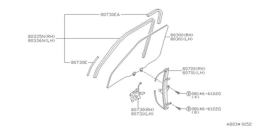 Front door window & regulator