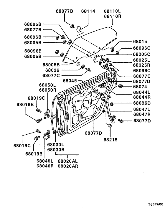 Rear door panel & glass