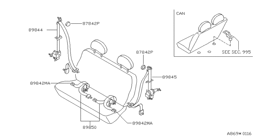 Rear seat belt