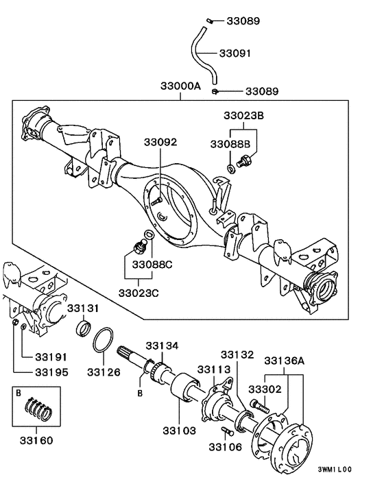 Rear axle housing & shaft
