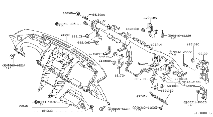Instrument panel, pad & cluster lid