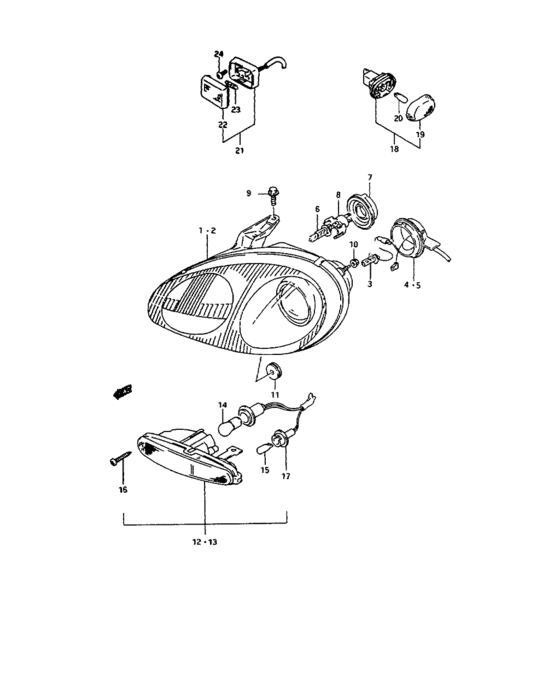 Front lamp and room lamp