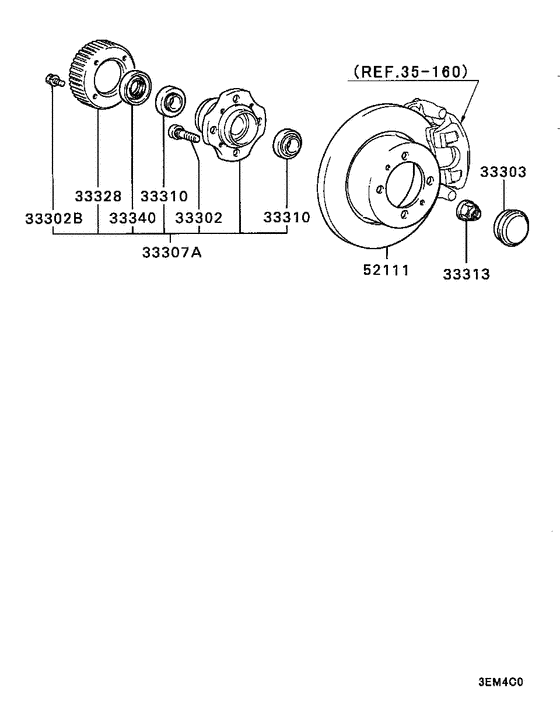 Rear axle hub & drum