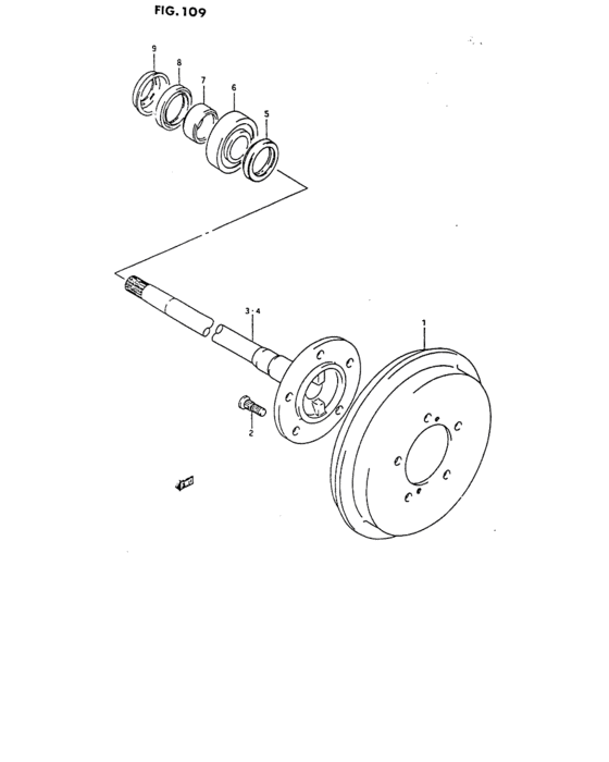 Rear axle and brake drum