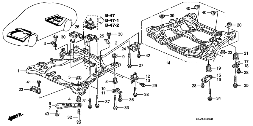 Front sub frame/rear beam