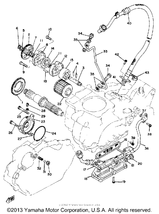 Oil pump oil cleaner for 1981 Yamaha XT500 USA sales region