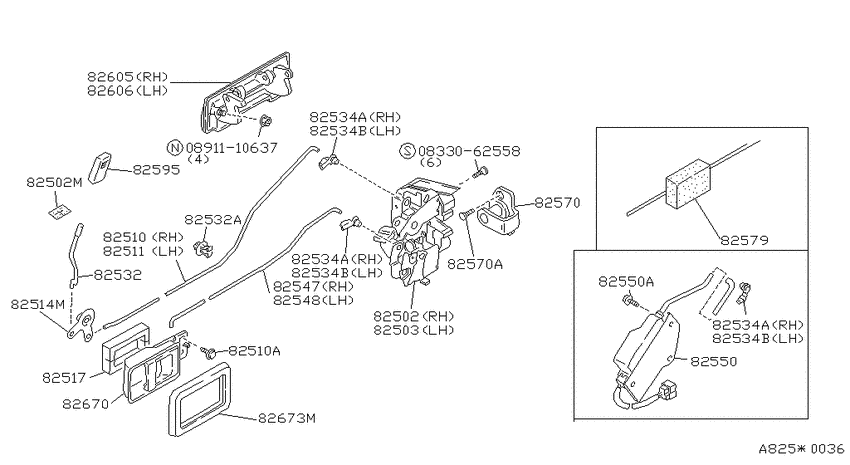 Rear door lock & handle