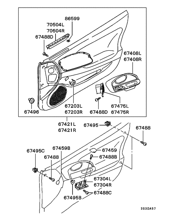 Front door trim & pull handle