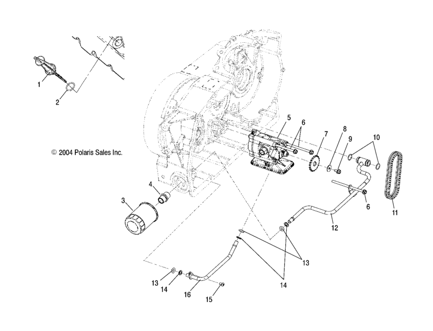 Engine, oil pump mounting