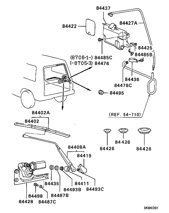 Rear window wiper & washer