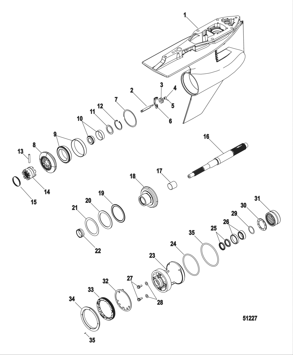 Gear Housing, Offshore Hd Propeller Shaft-Counter Rotation