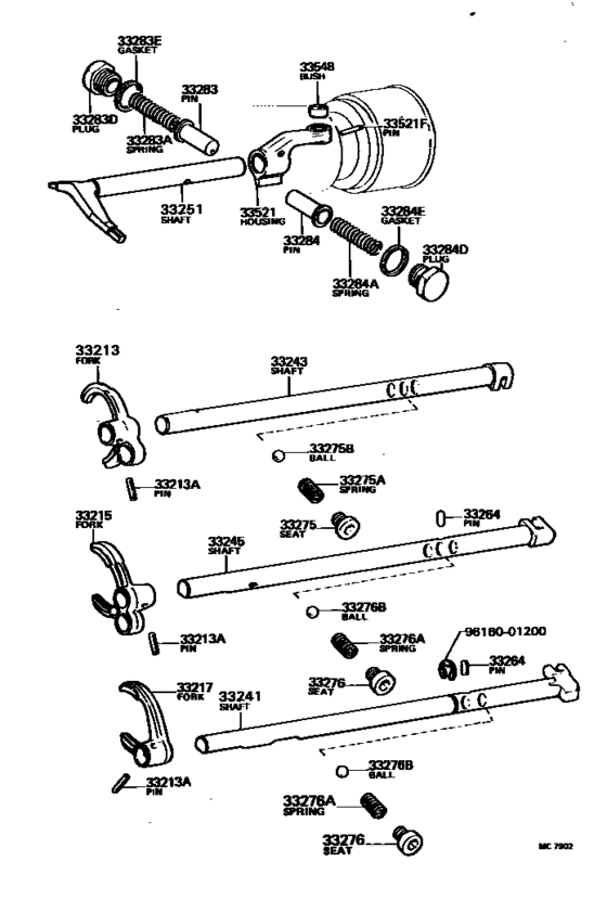 Gear Shift Fork & Lever Shaft (Mtm)