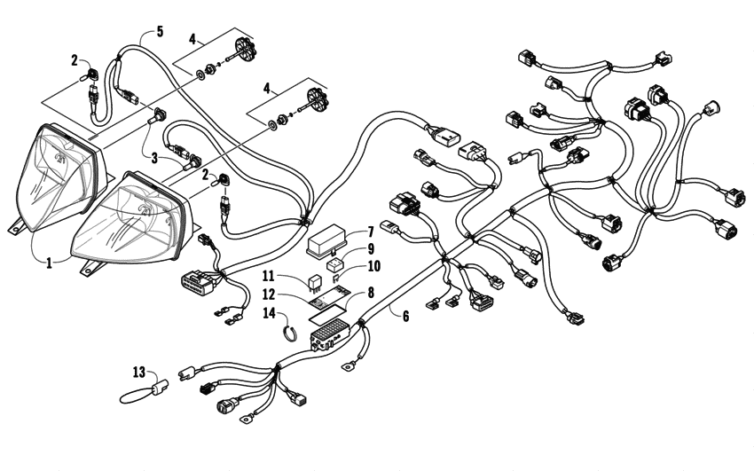 Headlight and wiring assemblies
