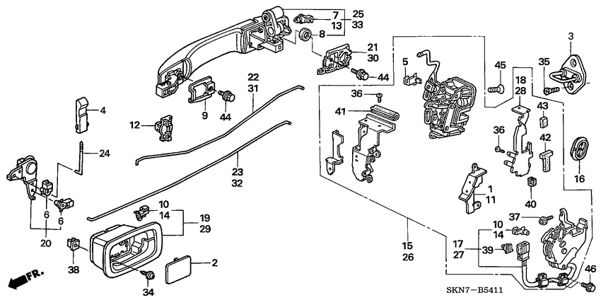 Rear door locks/ outer handle