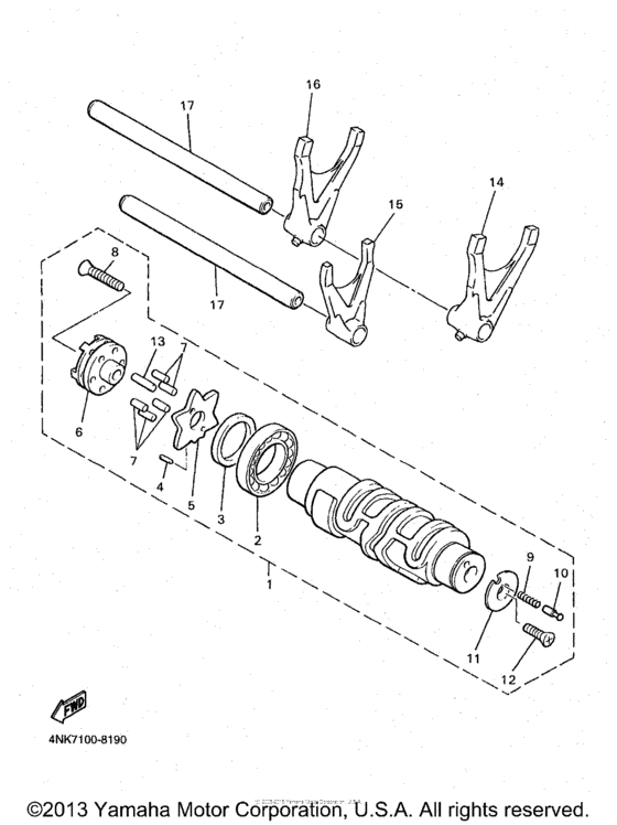 Shift cam shift fork