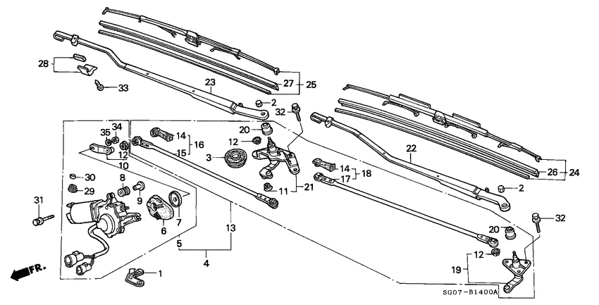 Front windshield wiper