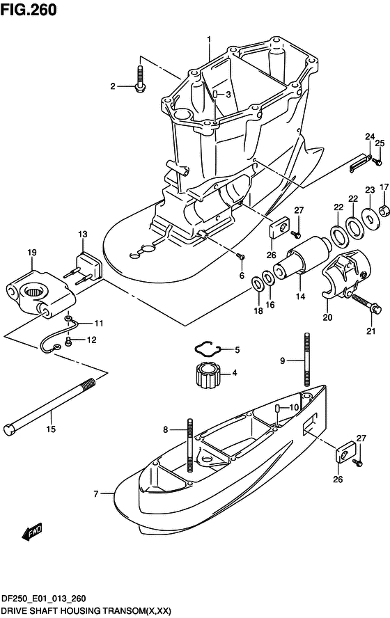 Drive shaft housing transom