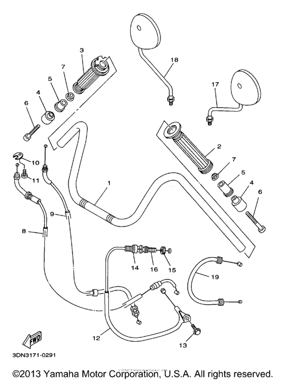 Steering handle & cable