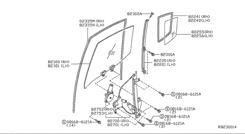 Rear door window & regulator