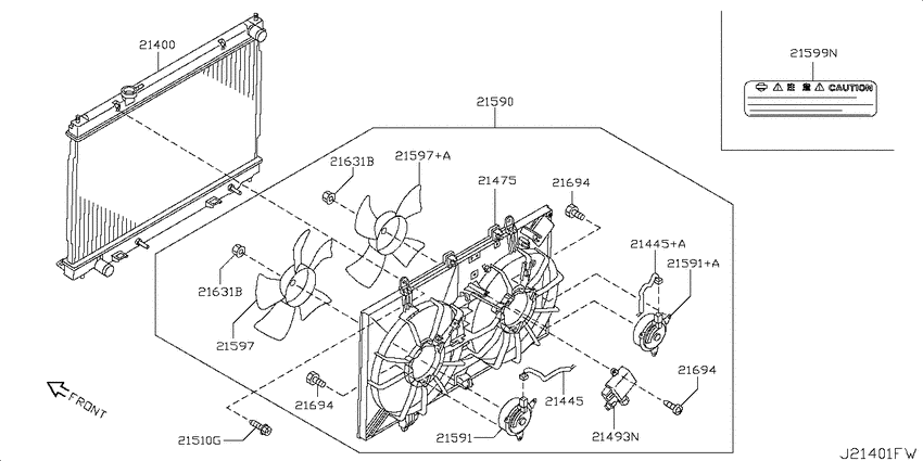 Radiator, shroud & fitting