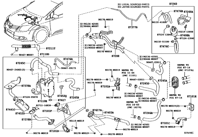 Heating & Air Conditioning - Water Piping для Toyota AVENSIS ADT271 ...