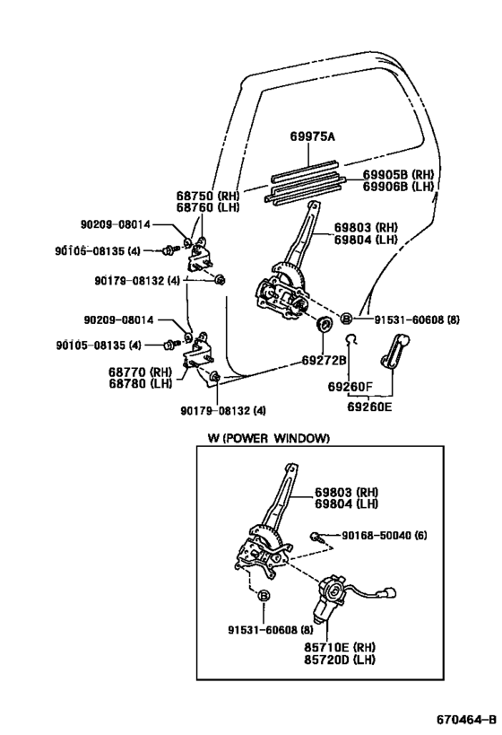 Rear Door Window Regulator & Hinge