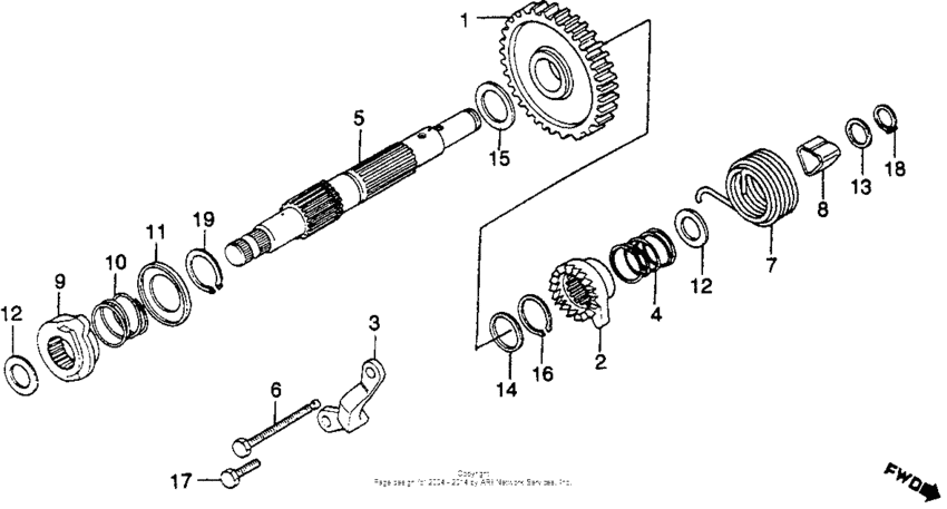 Kick starter spindle