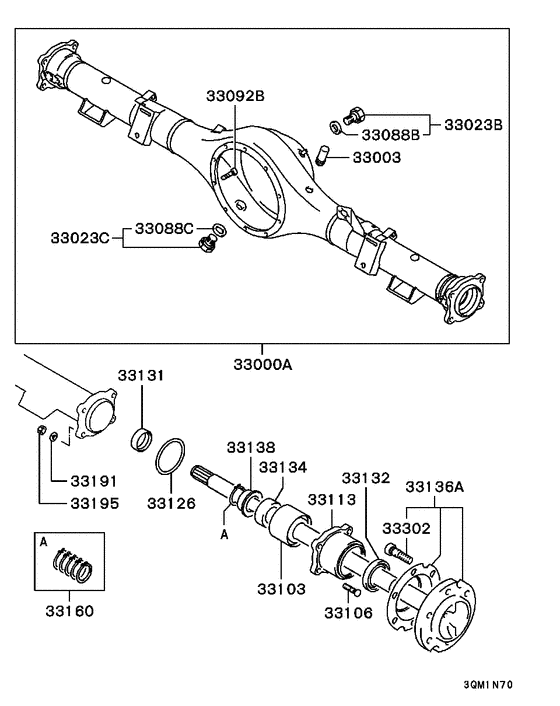 Rear axle housing & shaft