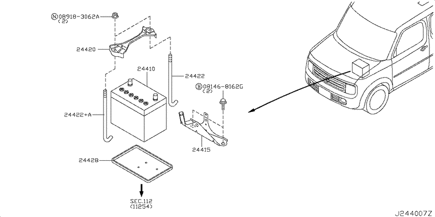 Battery & battery mounting