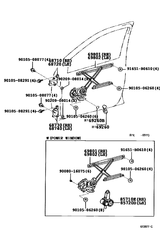 Front Door Window Regulator & Hinge