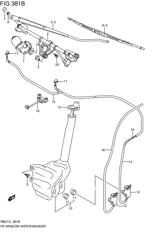 front wind windshield wiper / washer