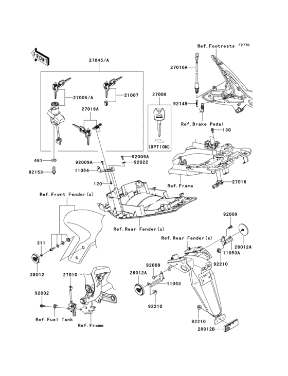 Ignition switch/locks/reflectors