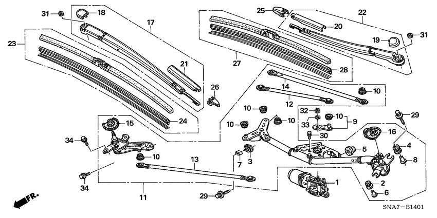 Front windshield wiper