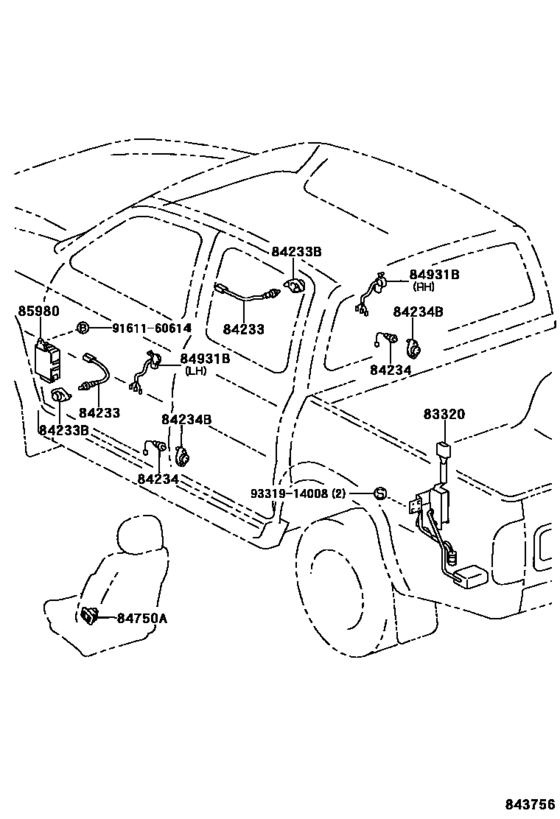 Door control toyota 85980 схема