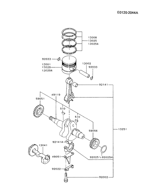 Piston/crankshaft