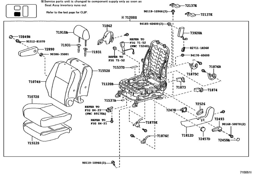 71512-35040 Toyota OEM Genuine PAD, FRONT SEAT CUSHION, LH (FOR