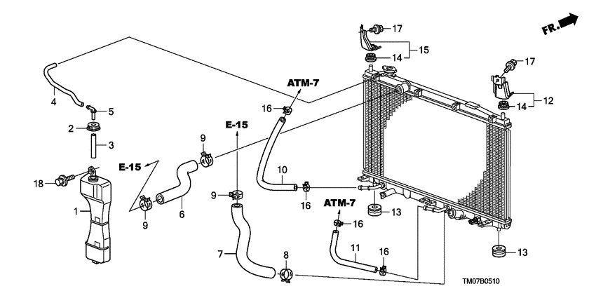 Radiator hose/reserve tan k