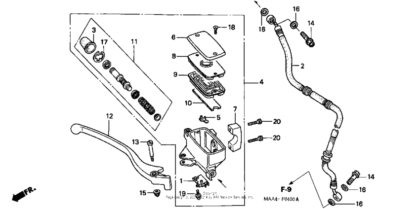 Front brake master cylinder